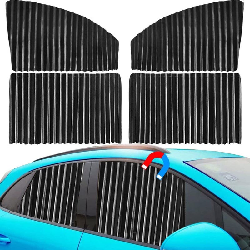 Ovege Car Window Shades 4pcs - Side Window Sun Shades, Silky UV Protection Privacy Baby Suction Magnetic (Black-Opaque, Front&Back 4pcs) - Image 1